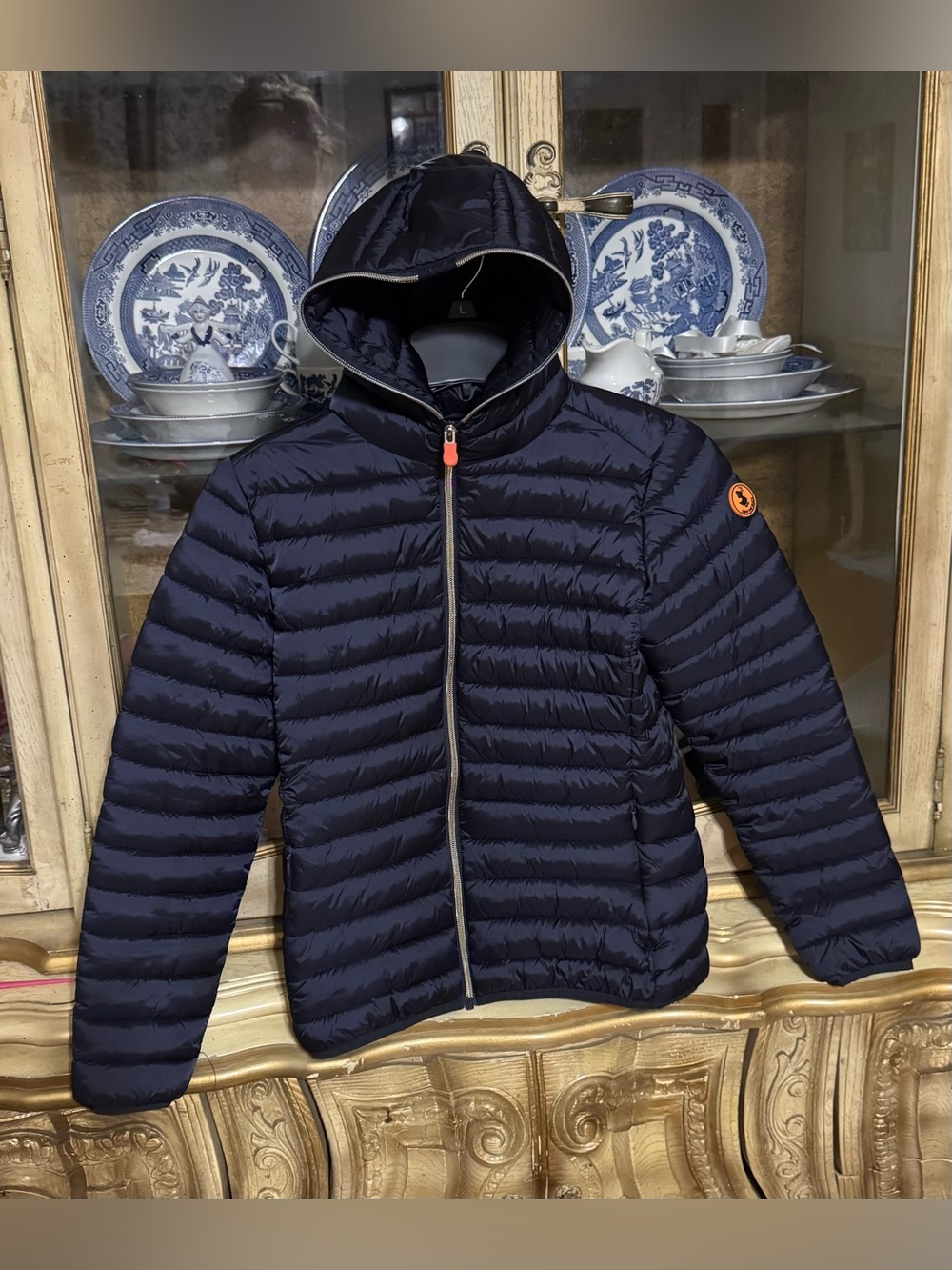 Save the Duck Iris Down Alternative puffer jacket Girls size 14 Navy Blue coat